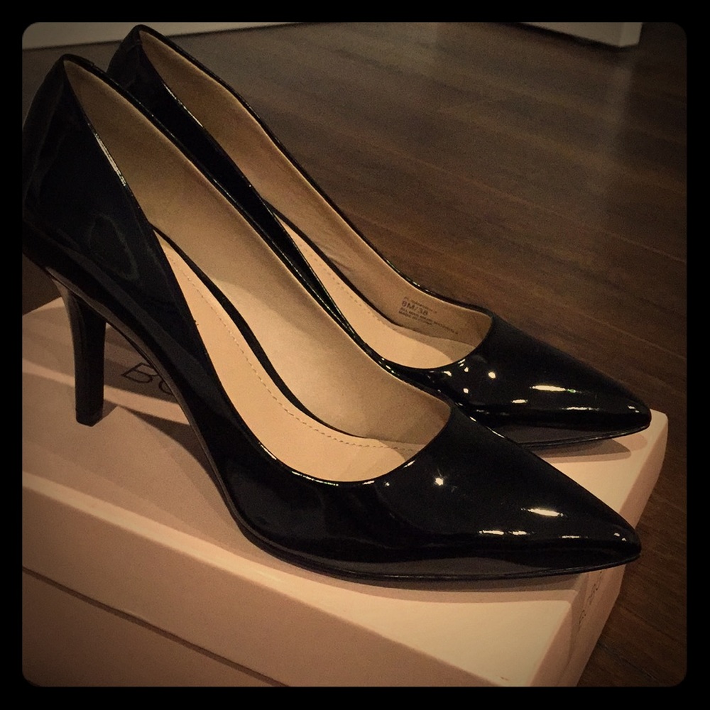 BCBG Black patent pumps